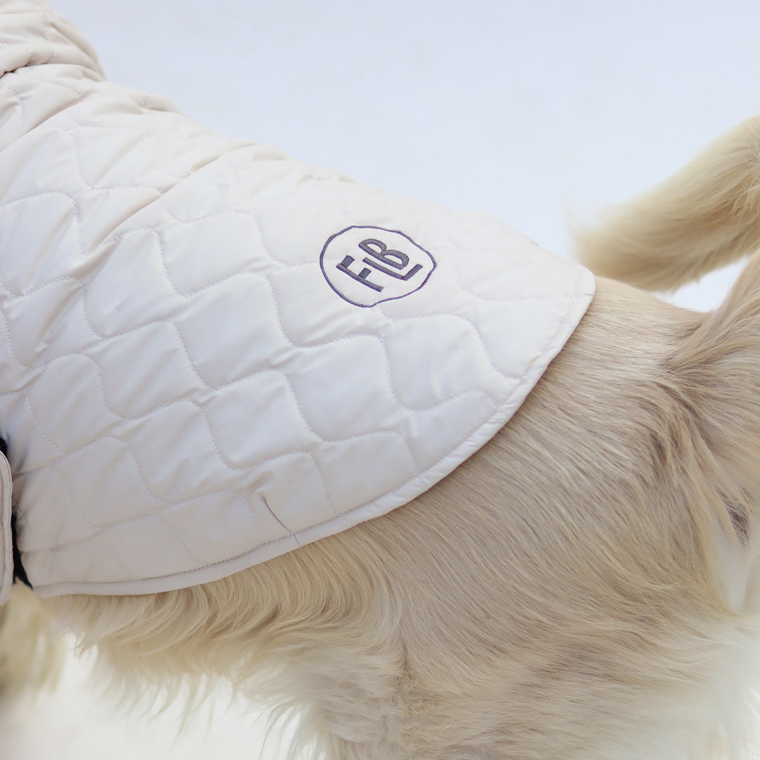 New Quilted Dog jacket Ecru FourLeggedBabies