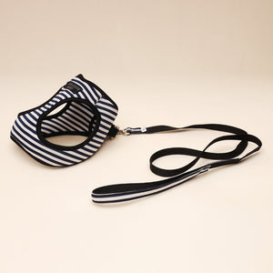 White and blue stripe Air Harness set - Small dog