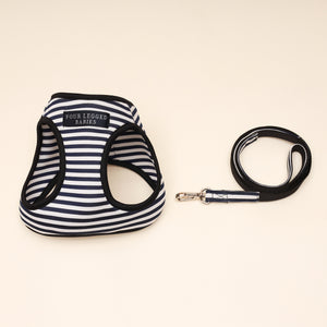 White and blue stripe Air Harness set - Small dog
