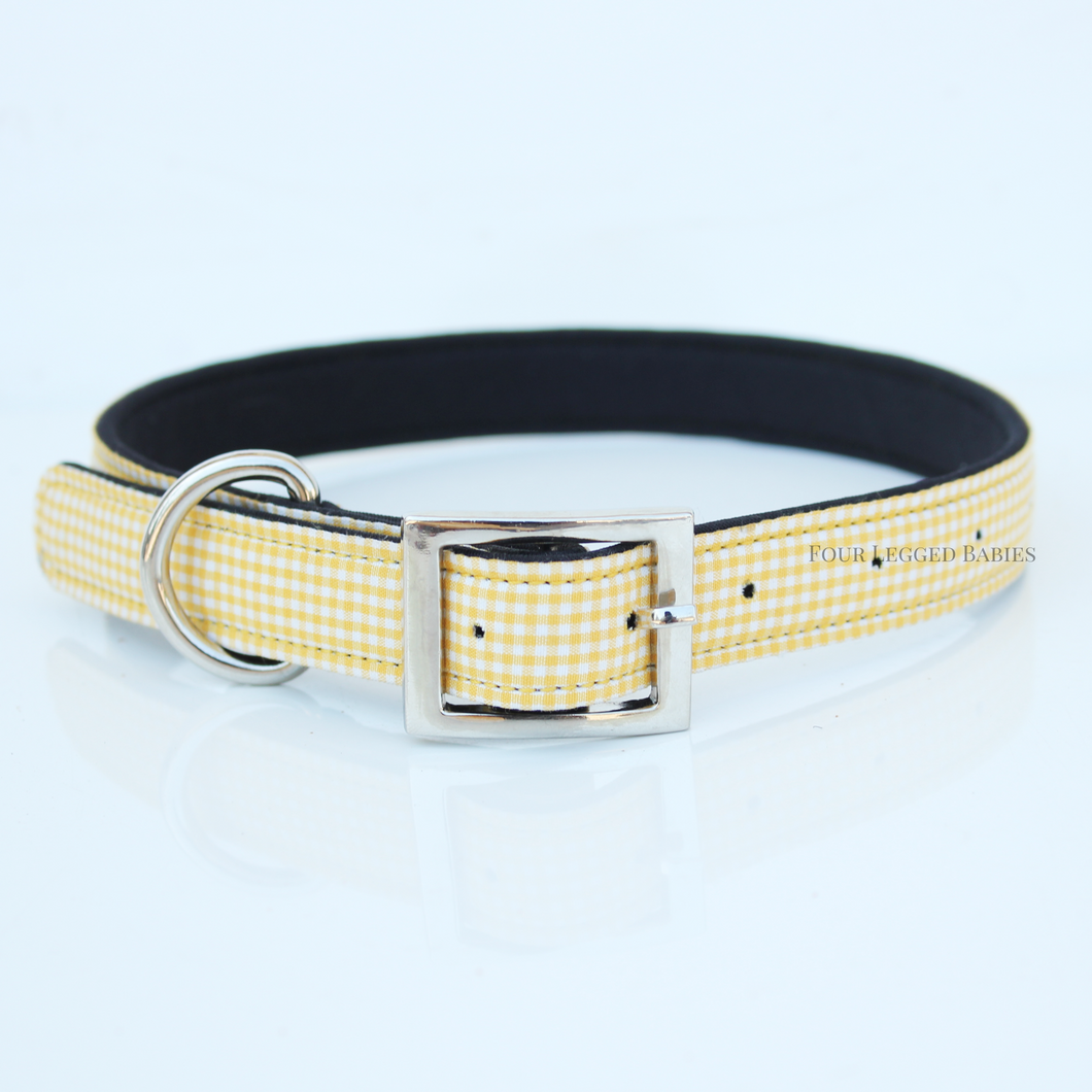 Yellow Gingham Luxurious Collar