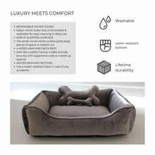 Load image into Gallery viewer, Chivalrous Luxurious Grey Dog Bed Removable Italian Velvet Cover &amp; Machine Washable Bed For Daily Use