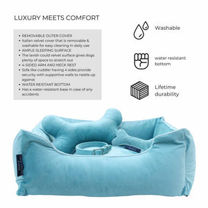 Soft Sky Luxurious Dog Bed Removable Italian Velvet Cover & Machine Washable Bed For Daily Use