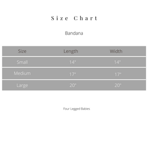 Golden Muse Bandana size chart