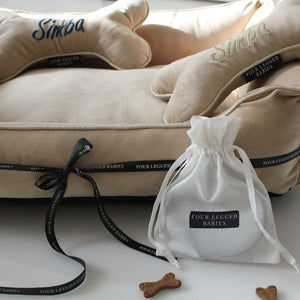 Dog Gift Set - Dream Cream Luxurious Dog Bed, Collar,Bone Pillow and Bone Toy Set