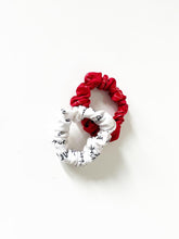 Load image into Gallery viewer, best friend scrunchies in red and white colour