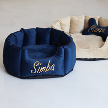 Load image into Gallery viewer, High Wall Mid night Personalized Luxury Velvet Bed For Dogs