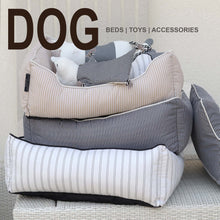 Load image into Gallery viewer, Pinstripe White Cotton Luxurious Dog Bed Removable Cotton Cover &amp; Machine Washable Bed For Daily Use