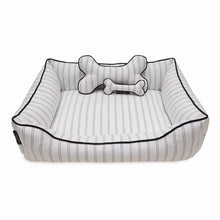 Load image into Gallery viewer, Pinstripe White Cotton Luxurious Dog Bed Removable Cotton Cover &amp; Machine Washable Bed For Daily Use