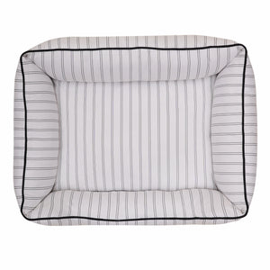 Pinstripe White Cotton Luxurious Dog Bed Removable Cotton Cover & Machine Washable Bed For Daily Use