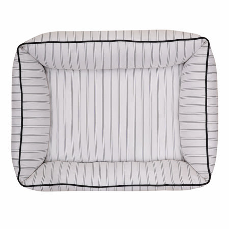 Pinstripe White Cotton Luxurious Dog Bed Removable Cotton Cover & Machine Washable Bed For Daily Use