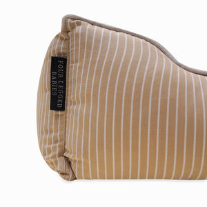Pinstripe Beige Cotton Luxurious Dog Bed Removable Cotton Cover & Machine Washable Bed For Daily Use