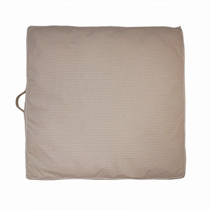 Square Cotton Pinstripe Beige Dog Bed Removable Cotton Cover & Machine Washable Bed For Daily Use