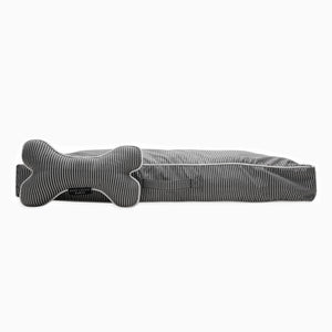 Square Cotton Pinstripe Black Dog Bed Removable Cotton Cover & Machine Washable Bed For Daily Use