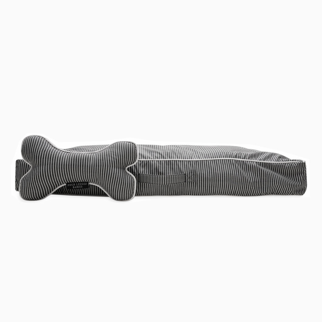 Square Cotton Pinstripe Black Dog Bed Removable Cotton Cover & Machine Washable Bed For Daily Use