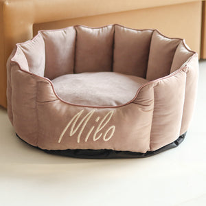 High Wall Lilac Personalized Luxury Velvet Bed For Dogs