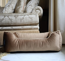 Load image into Gallery viewer, Taupe Luxurious Dog Bed Removable Italian Velvet Cover &amp; Machine Washable Bed For Daily Use