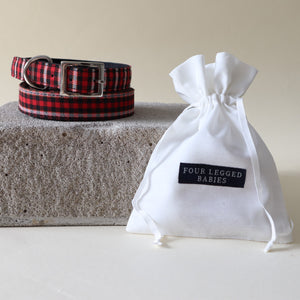 Black & Red tartan Collar & Least set