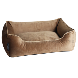 Taupe Luxurious Dog Bed Removable Italian Velvet Cover & Machine Washable Bed For Daily Use