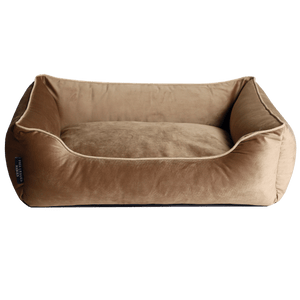 Taupe Luxurious Dog Bed Removable Italian Velvet Cover & Machine Washable Bed For Daily Use