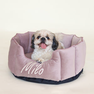 High Wall Lilac Personalized Luxury Velvet Bed For Dogs