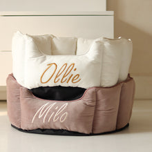 Load image into Gallery viewer, High Wall Lilac Personalized Luxury Velvet Bed For Dogs