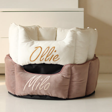 High Wall Lilac Personalized Luxury Velvet Bed For Dogs