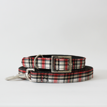 Load image into Gallery viewer, White &amp; Red Plaid Collar &amp; Leash set