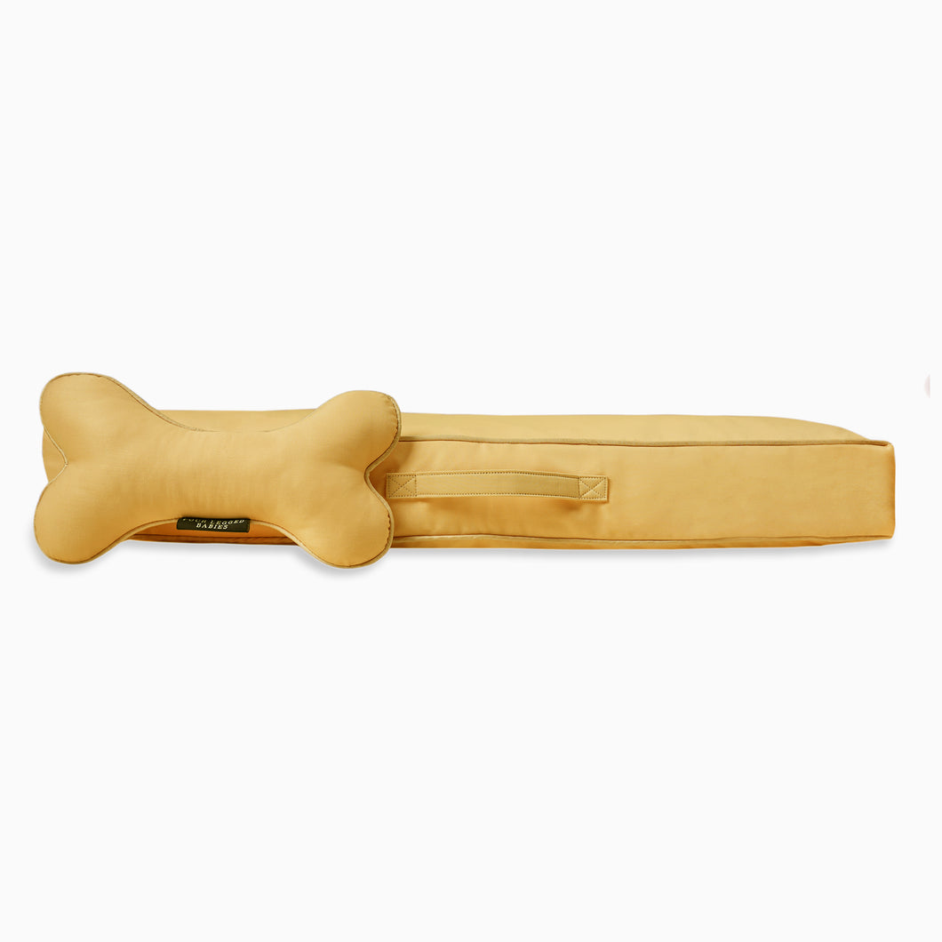 Square Cotton Powder Yellow Dog Bed Removable Cotton Cover & Machine Washable Bed For Daily Use