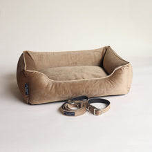 Load image into Gallery viewer, Taupe Luxurious Dog Bed Removable Italian Velvet Cover &amp; Machine Washable Bed For Daily Use