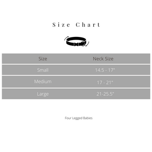 Ocean blue collar & Leash size chart