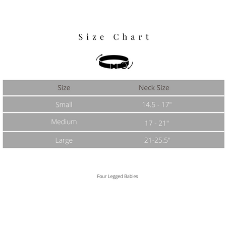 Chivalrous grey collar & leash set size chart