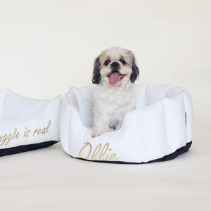High Wall Snow White Personalized Luxury Velvet Bed For Dogs