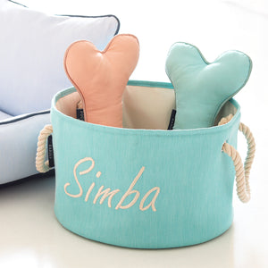 Personalised dog toy basket - Vally Green NEW