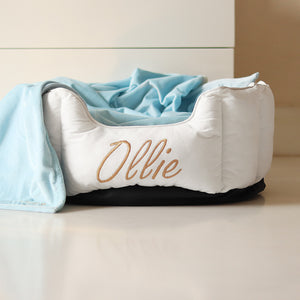 High Wall Snow White Personalized Luxury Velvet Bed For Dogs