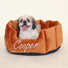 Load image into Gallery viewer, High Wall Orange personalized Luxury Velvet Bed For Dogs