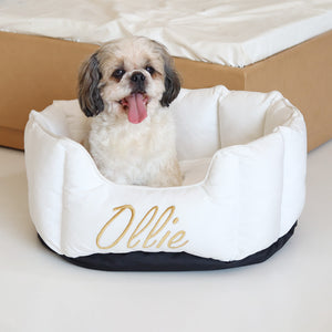 High Wall Snow White Personalized Luxury Velvet Bed For Dogs