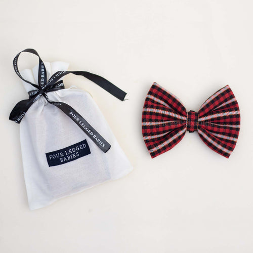Good Dog Bow - Red & Back tartan