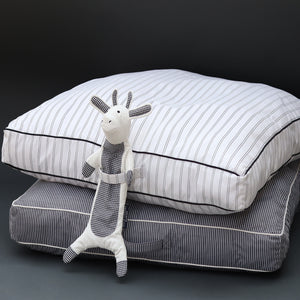 Square Cotton  Pinstripe white Dog Bed Removable Cotton Cover & Machine Washable Bed For Daily Use