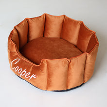 Load image into Gallery viewer, High Wall Orange personalized Luxury Velvet Bed For Dogs