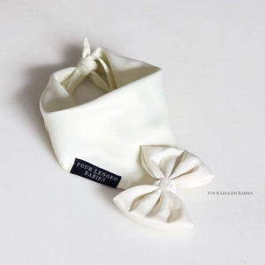 Luxurious white bandana and bow set
