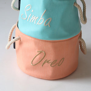 Personalised dog toy basket - Silky Orange NEW