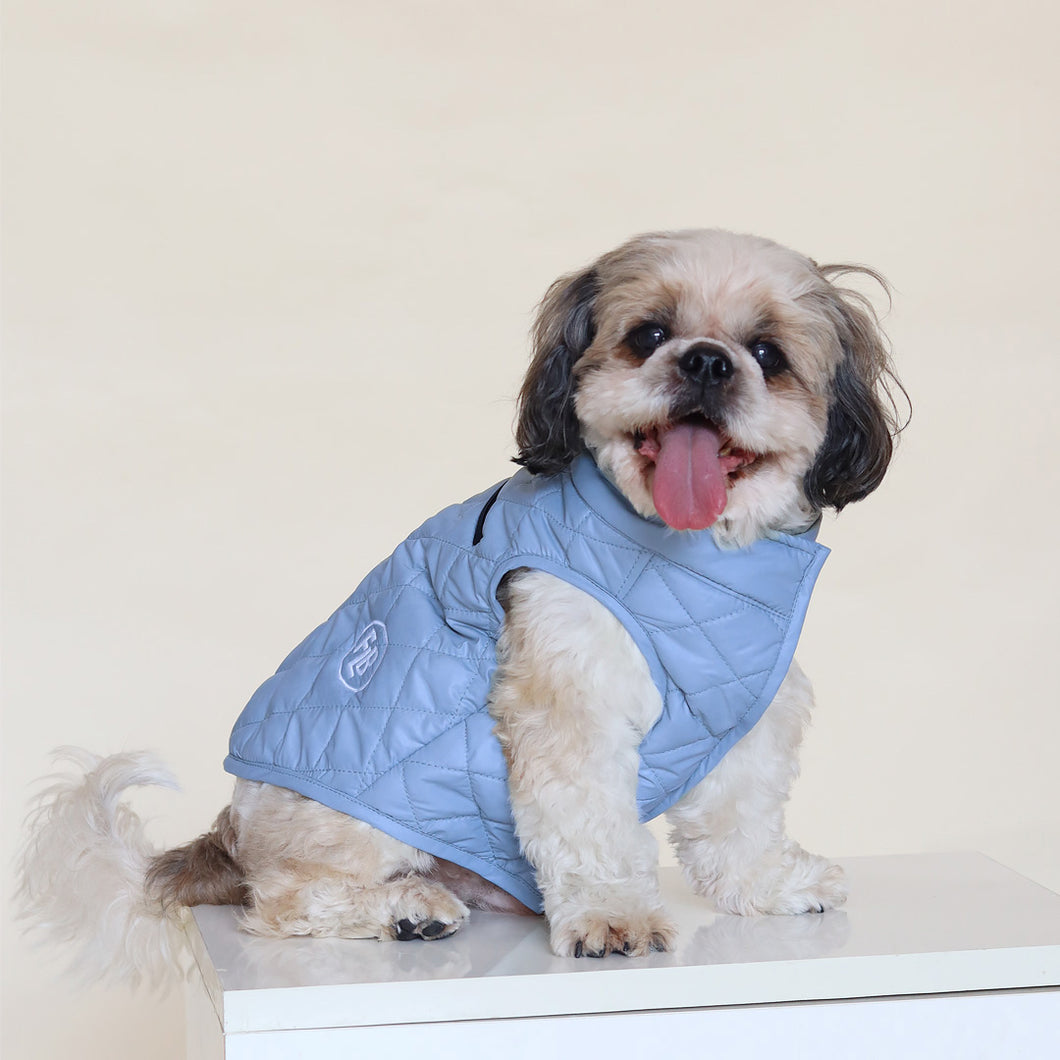 New Sky Blue Packable Quilted Dog jacket