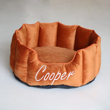 Load image into Gallery viewer, High Wall Orange personalized Luxury Velvet Bed For Dogs