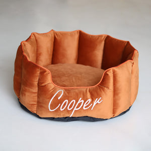 High Wall Orange personalized Luxury Velvet Bed For Dogs