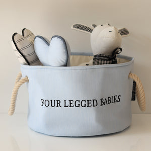 Personalised dog toy basket - soft blue