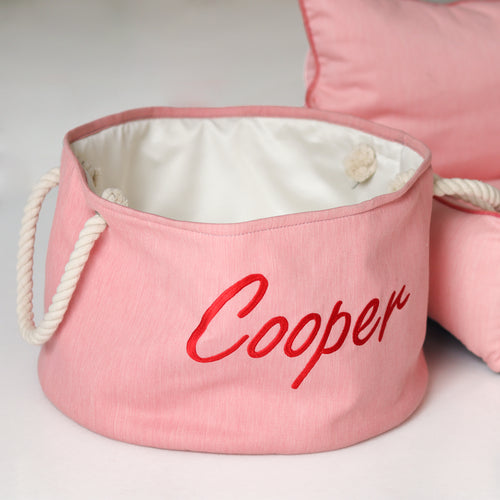 Personalised dog toy basket - Summer Pink