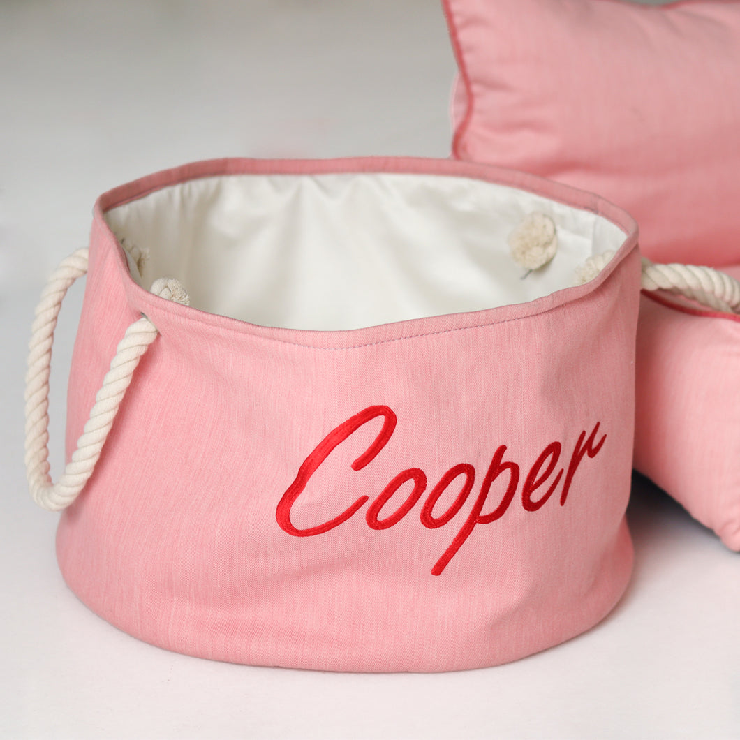 Personalised dog toy basket - Summer Pink