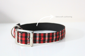 White & Red Plaid Luxurious Collar