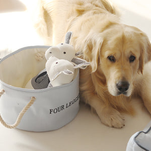 Personalised dog toy basket - soft blue