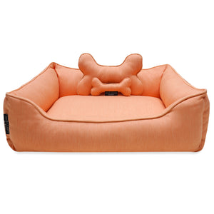Silky Orange Luxurious Dog Bed Removable High Quality Denim Cover & Machine Washable Bed For Daily Use